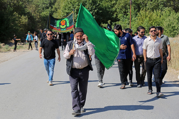 حرکت زائران پیاده به سمت حرم رضوی